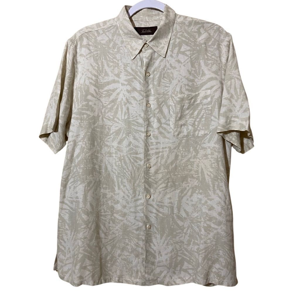 🌿 Tasso Elba Silk Linen Blend Lightweight Hawaiian Coastal Cool Button Down
